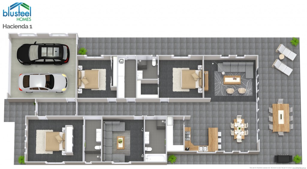 Hacienda 1 - 3D Floor Plan